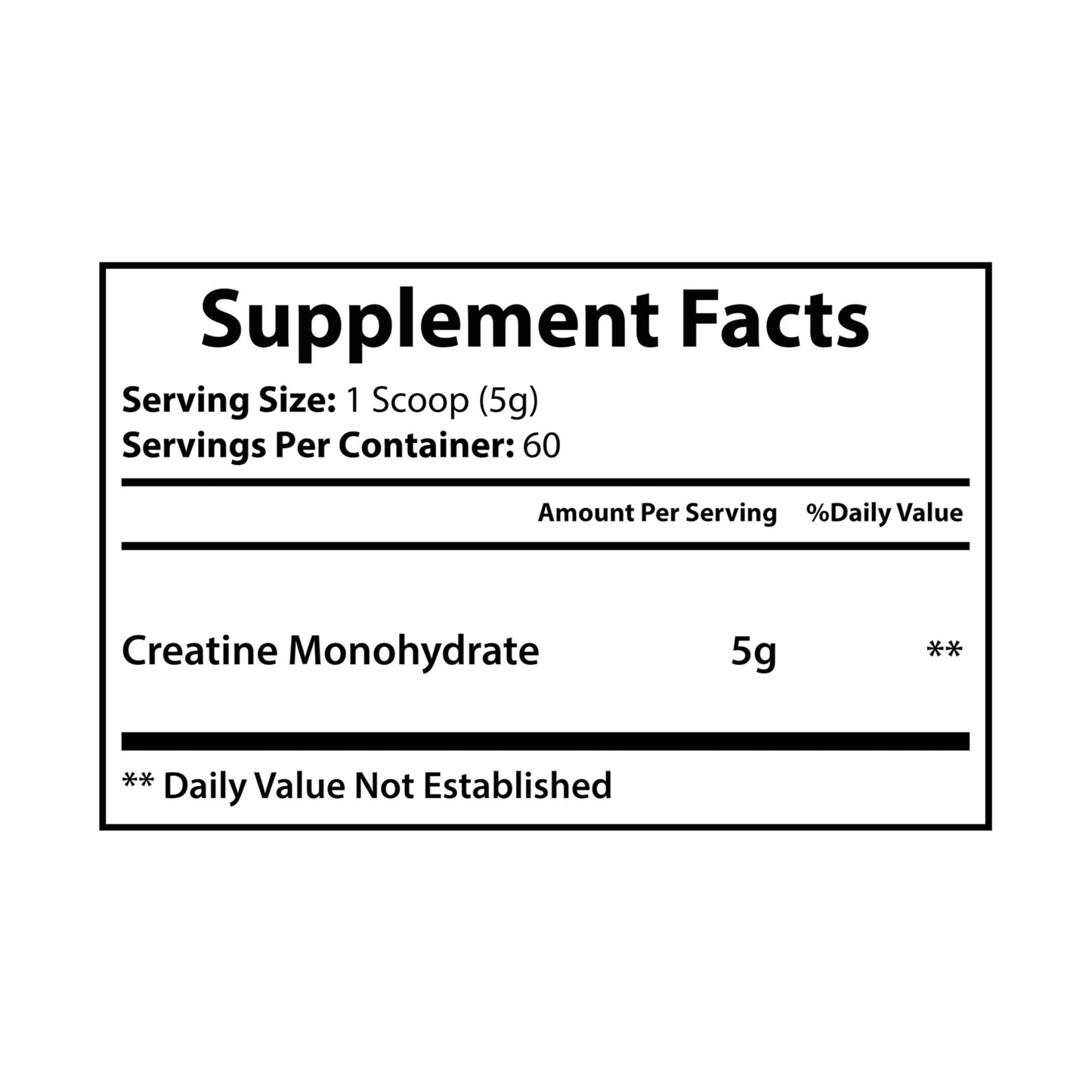 VFP Creatine Monohydrate Product Pic Supplement Facts Label