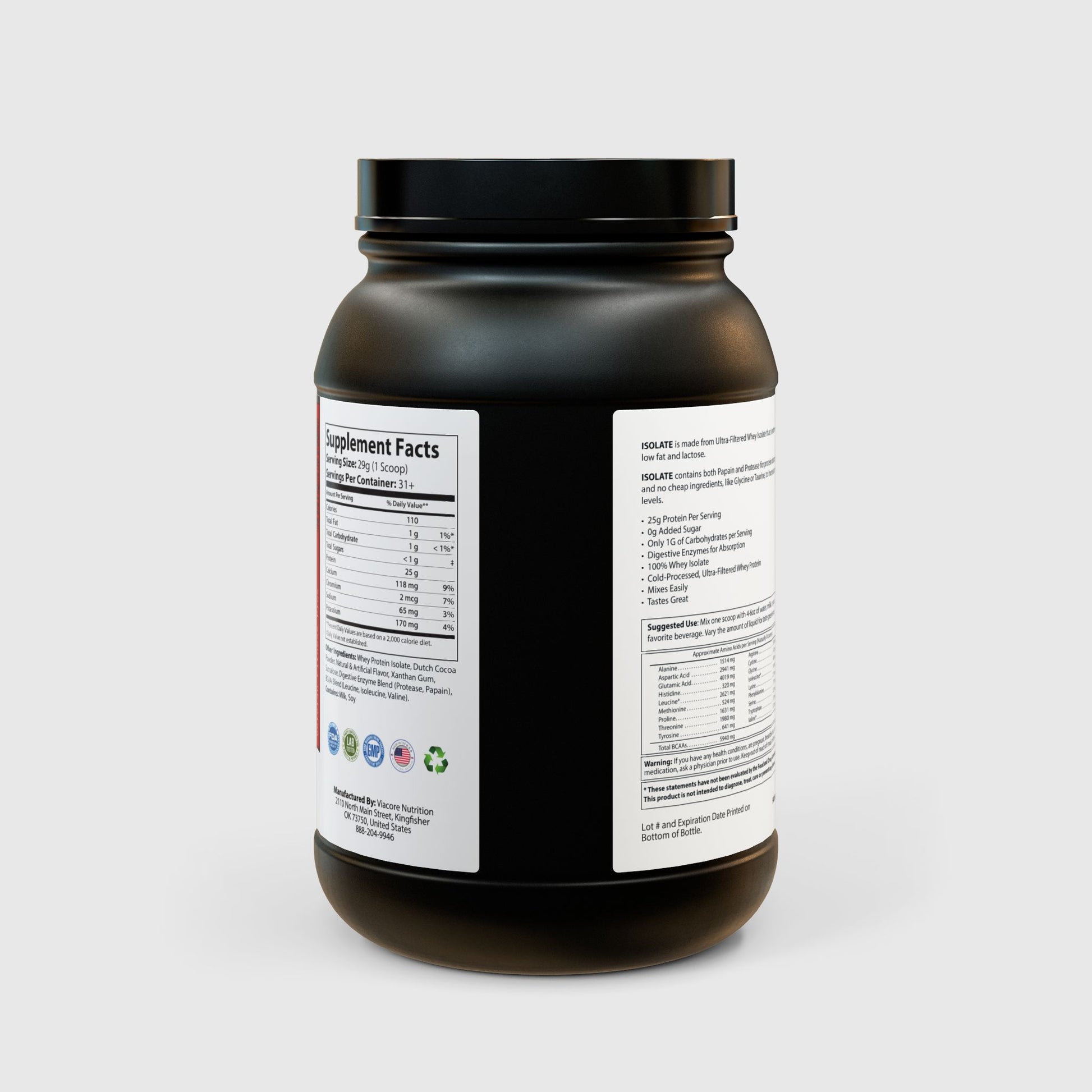 VFP Whey Isolate Protein Powder Product Pic Back View Panel