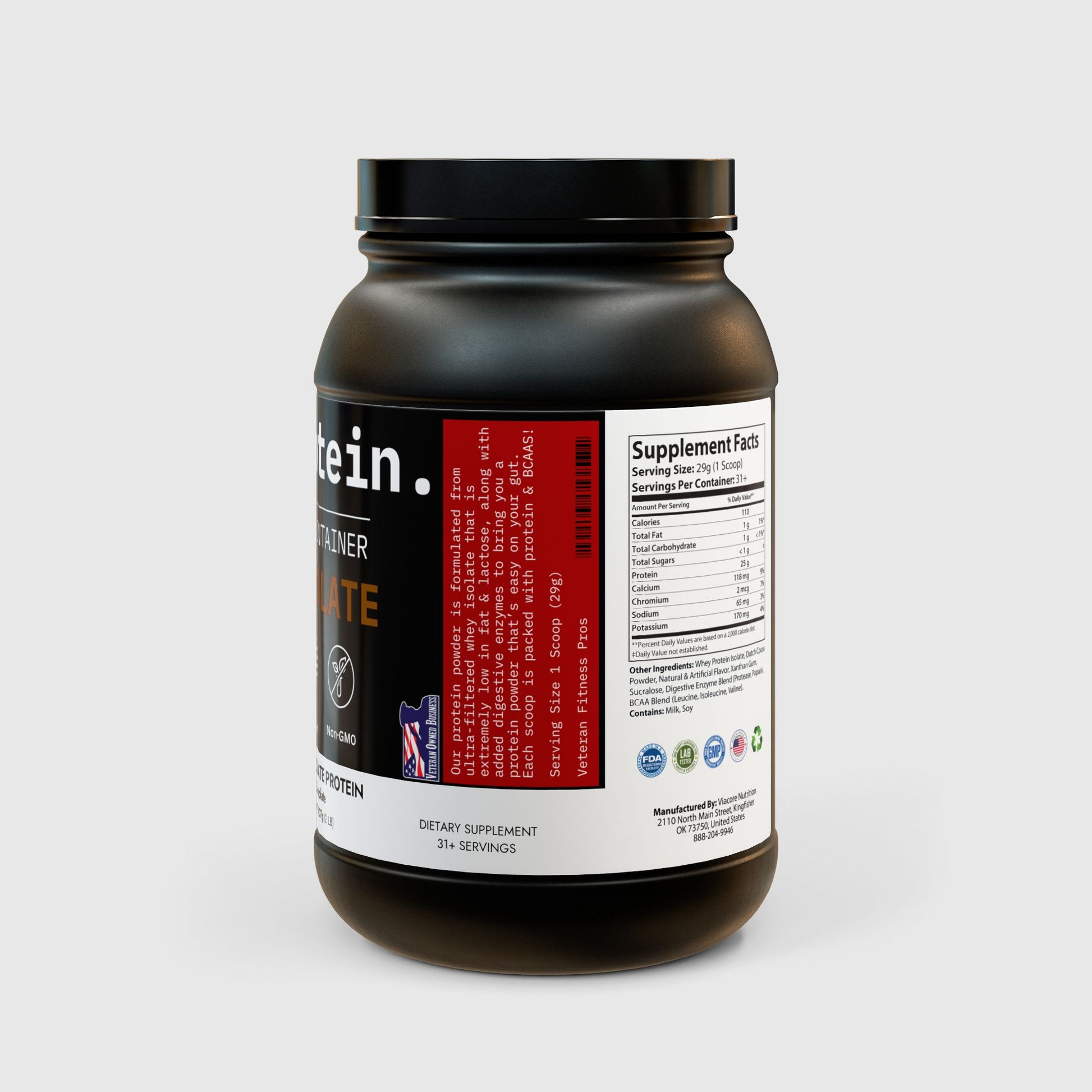 VFP Whey Isolate Protein Powder Product Pic Side View Panel