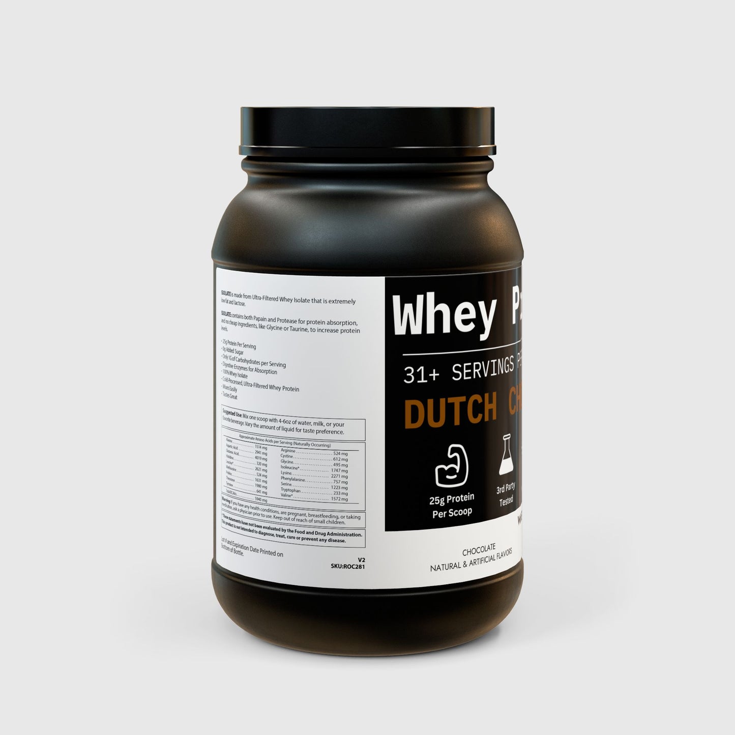 VFP Whey Isolate Protein Powder Product Pic Supplement Panel Pic