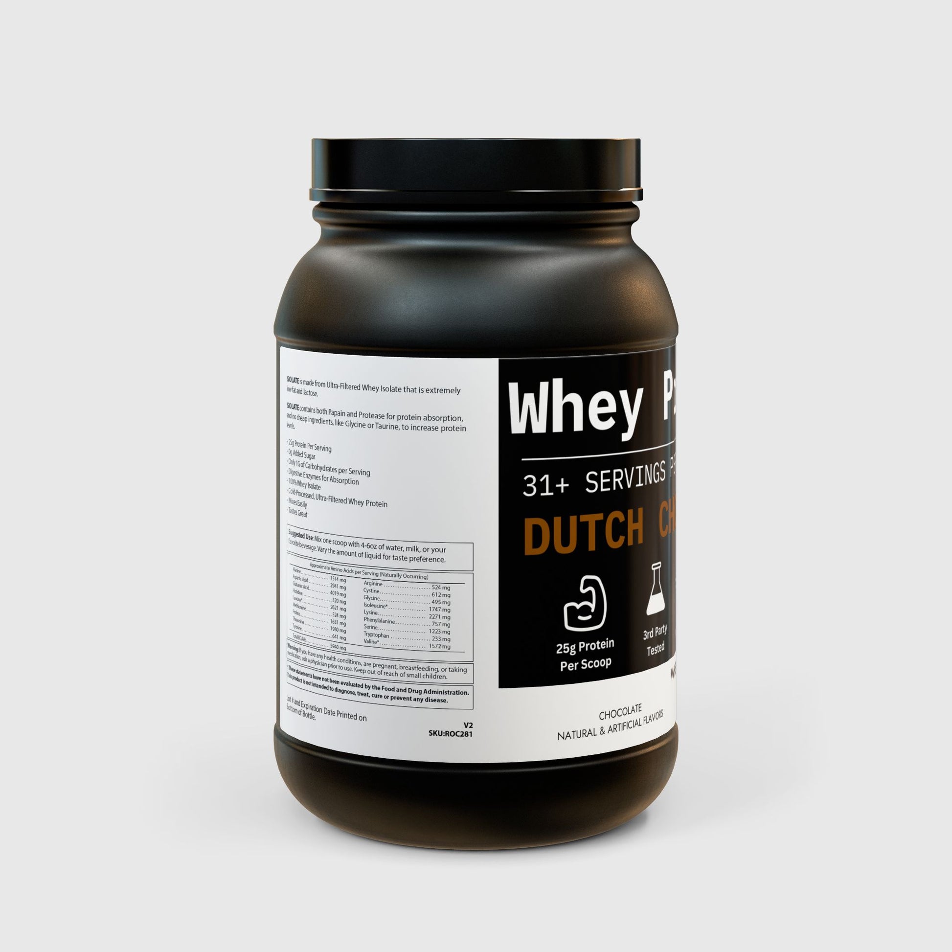 VFP Whey Isolate Protein Powder Product Pic Supplement Panel Pic
