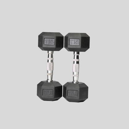 12lb Rubber Hex Dumbbells Product Pic