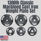 1300lb Classic Machined Cast Iron Weight Plate Set Biggins Iron Product Pic Made In USA