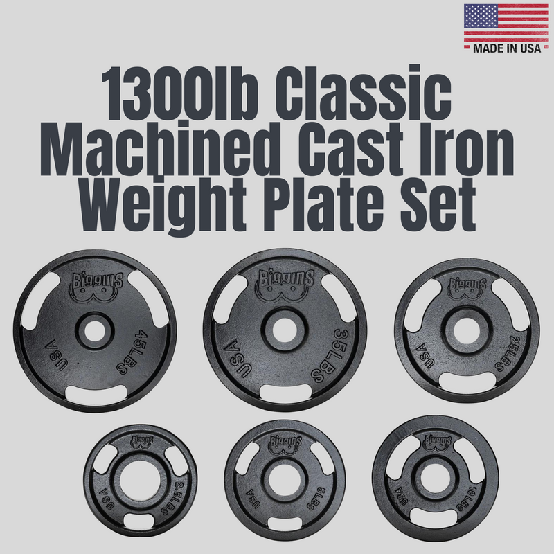 1300lb Classic Machined Cast Iron Weight Plate Set Product Pic Biggins Iron