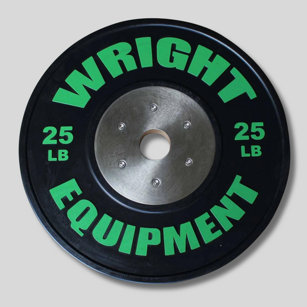 25lb Elite Bumper Plate Product Pic Wright Equipment Green Letters