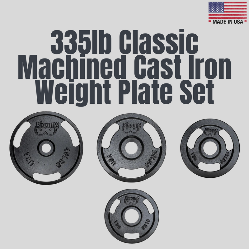 335lb Classic Machined Cast Iron Weight Plate Set Product Pic Biggins Iron