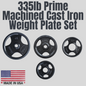 335lb Prime Machined Cast Iron Weight Plate Set Product Pic Biggins Iron Made In USA