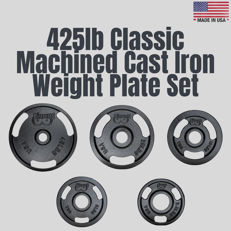 425lb Classic Machined Cast Iron Weight Plate Set Product Pic Biggins Iron