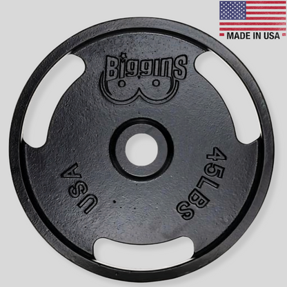 45lb Custom Weight Plate Classic Machined Cast Iron Weight Plate Set Product Pic Biggins Iron Made In USA