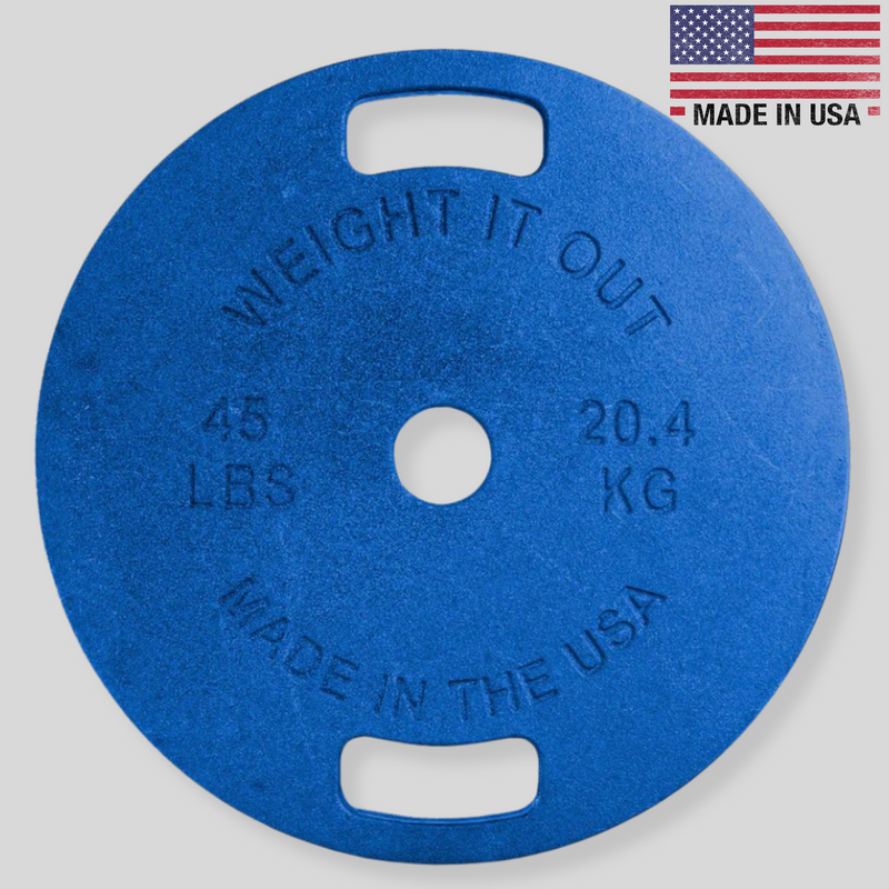 45lb Thin Cast Iron Weight Plate Product Pic Blue Weightitout