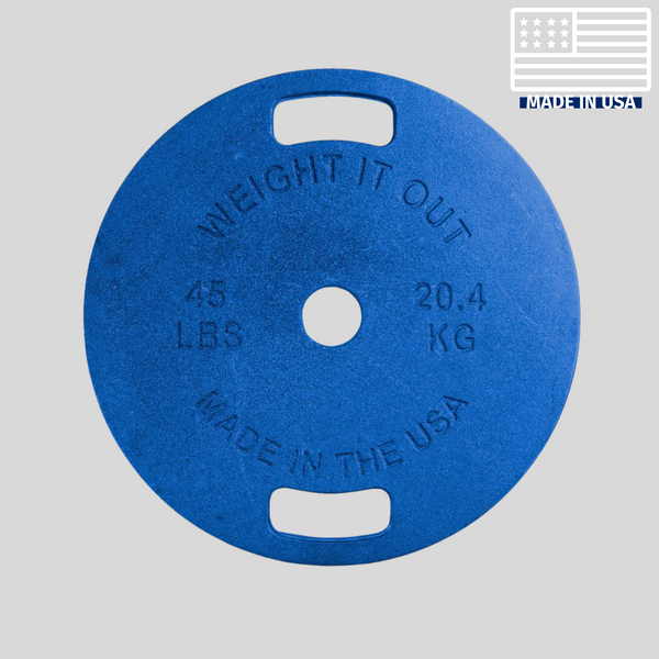 Blue 45lb Thin Cast Iron Weight Plates Product Pic Front