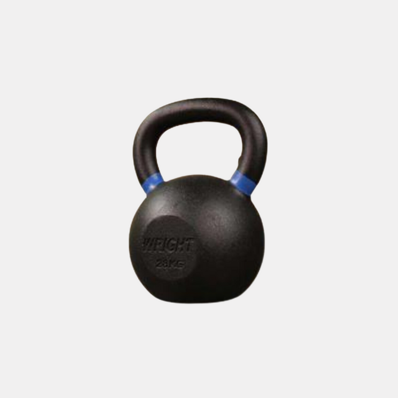 62lb Wright Kettlebell with blue markings on handle.