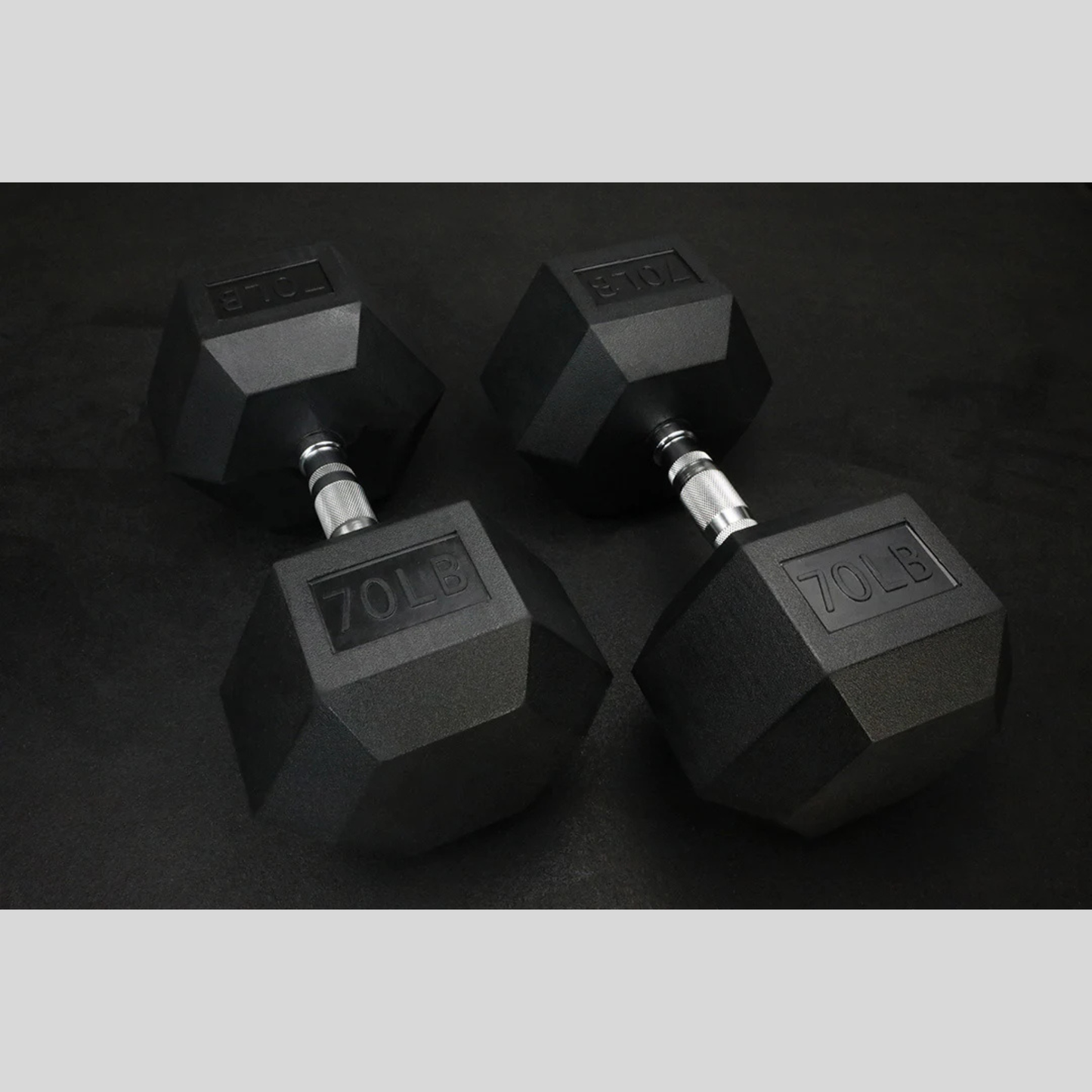 70lb Rubber Hex Dumbbells Product Pic