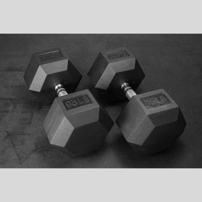95lb Rubber Hex Dumbbells Product Pic