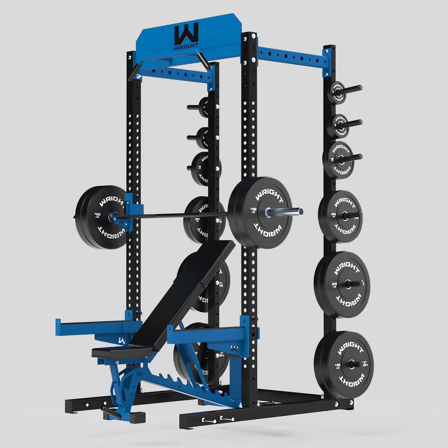 CX-100 Half Power Rack Product Photo Wright Equipment Blue Side View