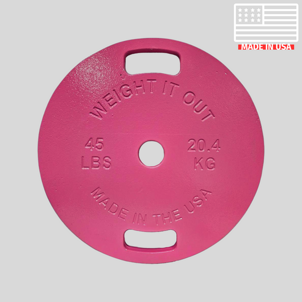 Pink 45lb Thin Cast Iron Weight Plate Product Pic Front