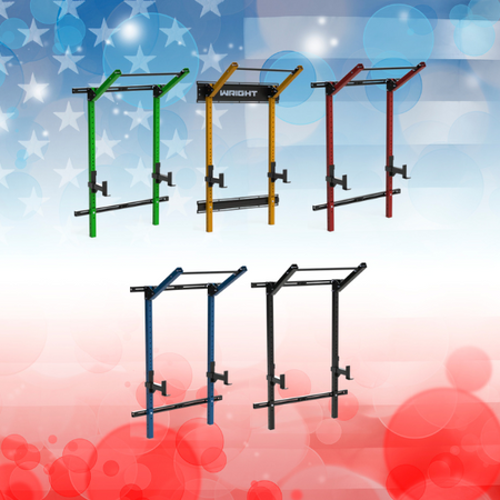 Wall Mounted Squat Racks On USA Flag Background Racks/Rigs Home Page Collection Image
