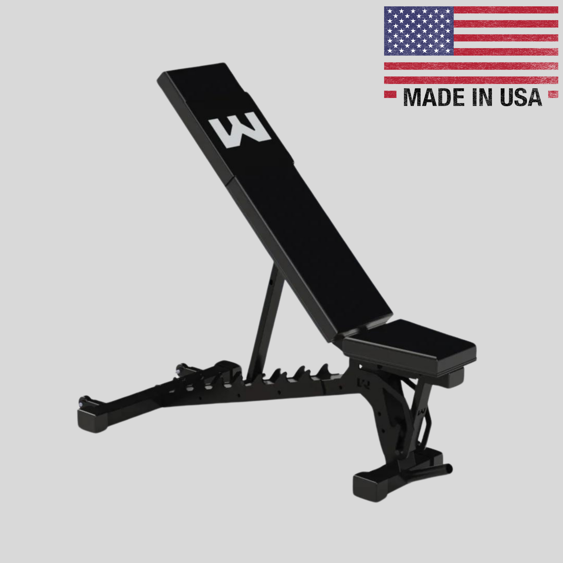 USA D1 Incline/Decline Bench Product Pic Side View US Made Wright Equipment