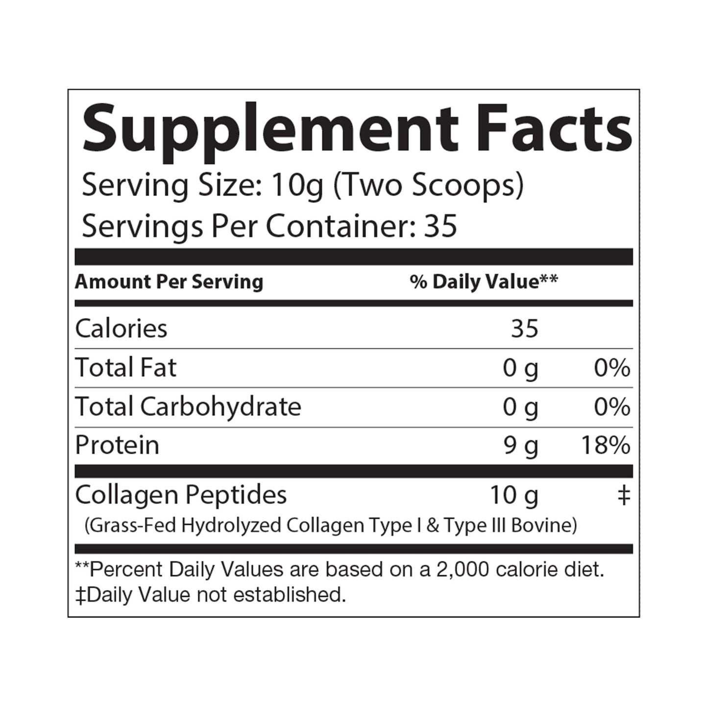 VFP Collagen Peptides Product Pic Supplement Facts