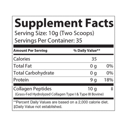 VFP Collagen Peptides Product Pic Supplement Facts