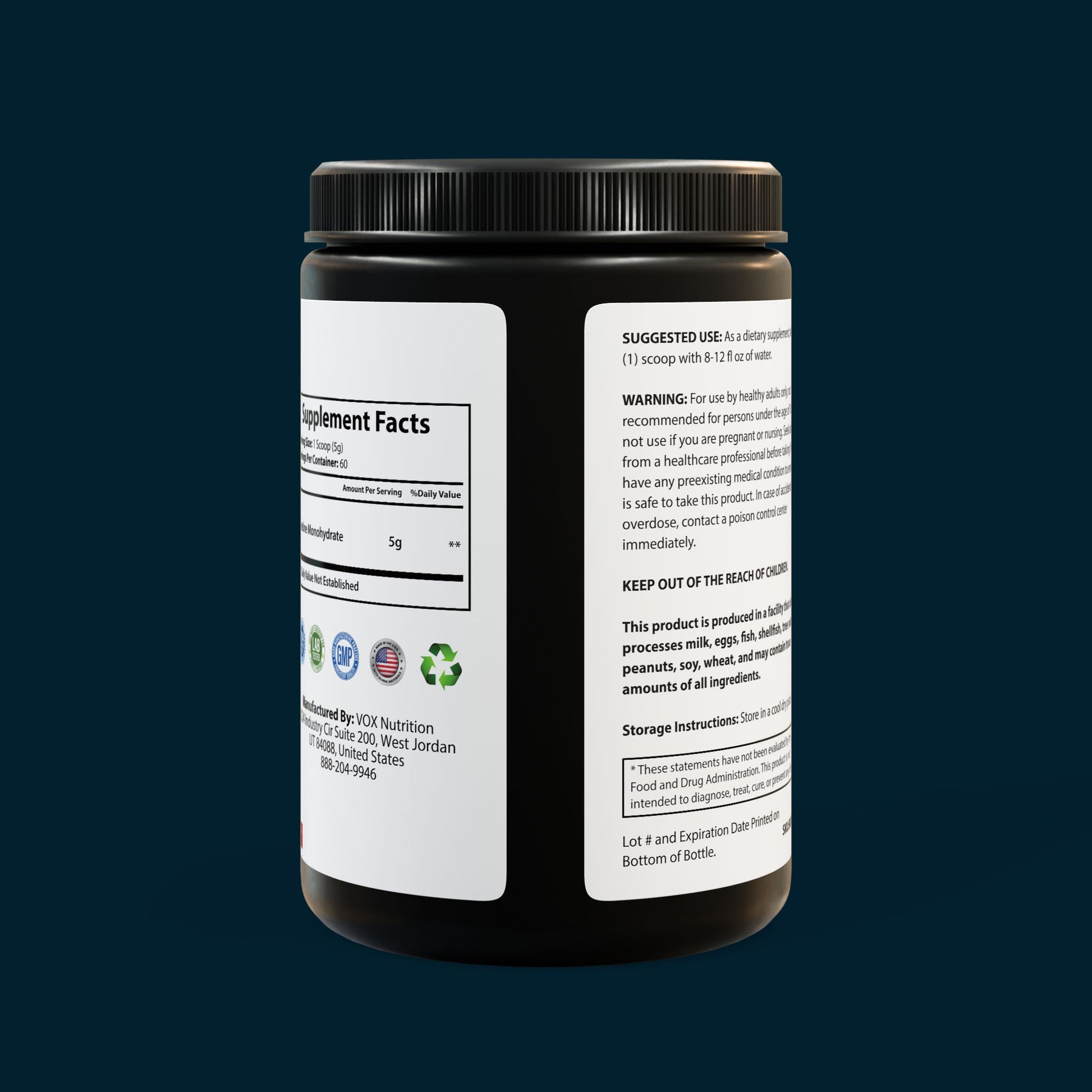 VFP Creatine Monohydrate Product Pic Back Label