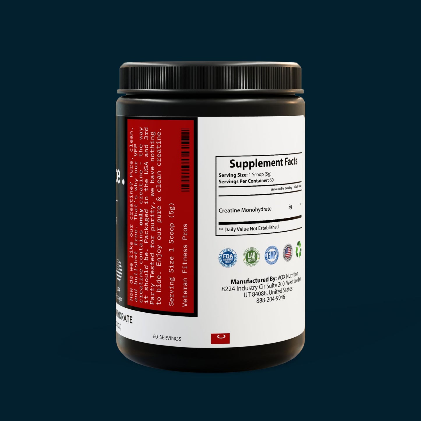 VFP Creatine Monohydrate Product Pic Side Label 2