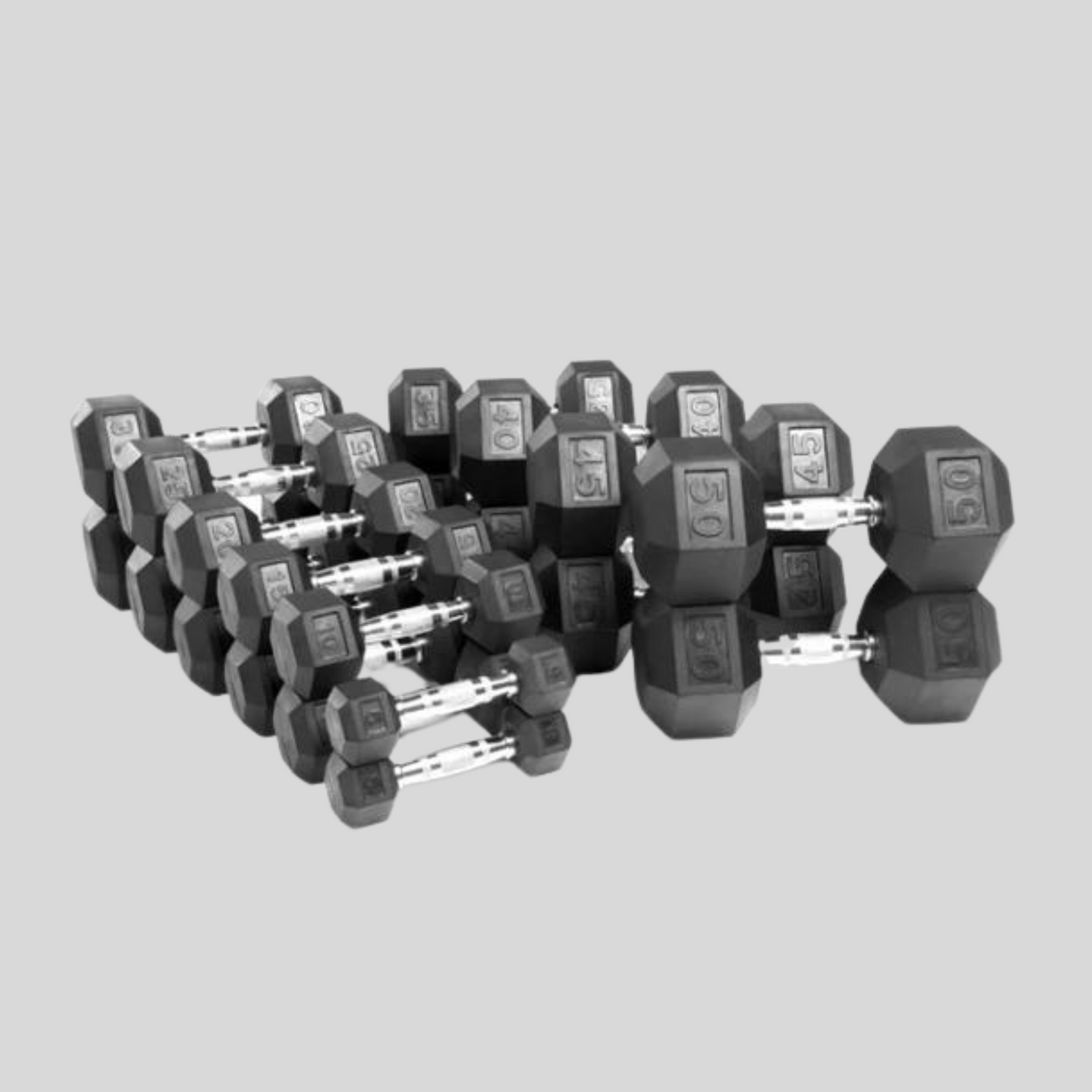 VFP Rubber Hex Dumbbell Sets Product Picture Cast Iron Rubber Hex Dbells