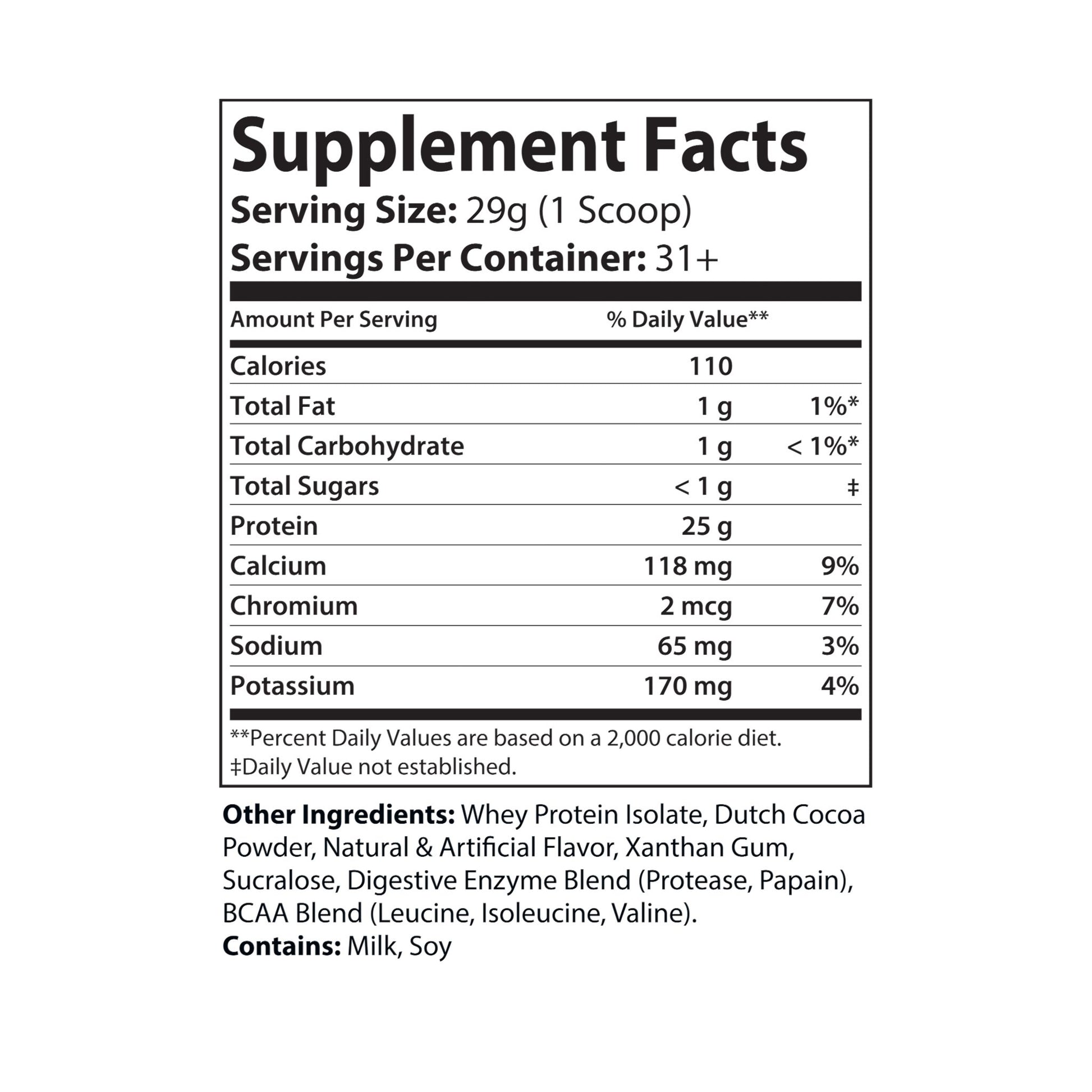 VFP Whey Isolate Protein Powder Product Pic Supplement Facts Label