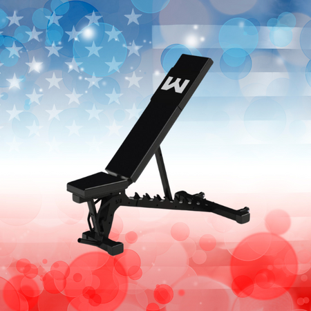 USA Made Wright Weight Bench With USA Flag Theme Background Home Page Weight Benches Collection Image