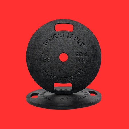 Weight It Out 45lb Thin Weight Plates With Red Background Home Page Collection Image