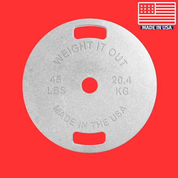 White 45lb Thin Cast Iron Weight Plates Product Pic Front